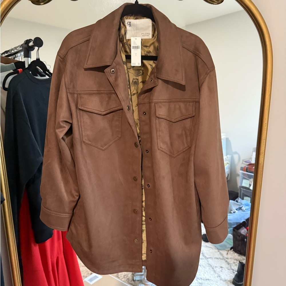 NWT The Tillie Relaxed Faux-Suede Shacket by Pilcro - Picture 2 of 11